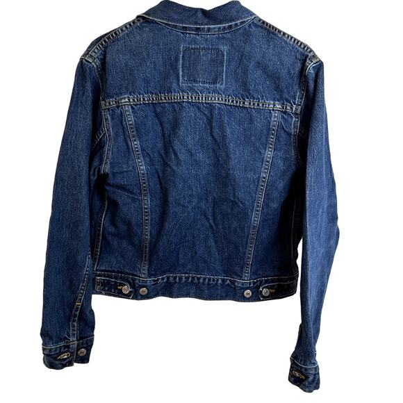 Women’s Vtg Levi's 77715-4837 ICONIC Dark Wash Denim TRUCKER Jean Jacket Sz M - Picture 2 of 8